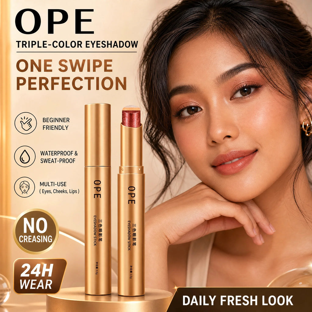 3-in-1 Eyeshadow Stick Lazy Tricolor Gradient Shimmer Eye Shadow Qme