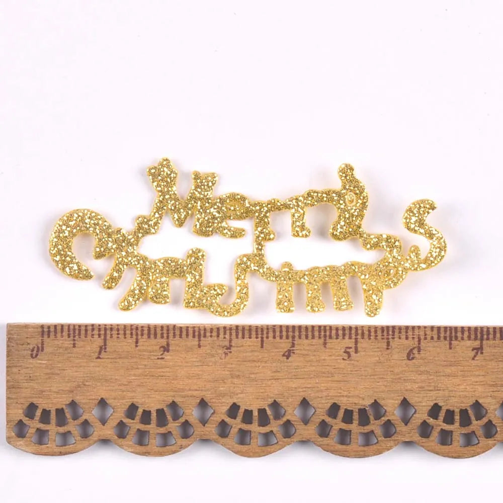 50Pcs Cute Glitter Elk Snowflakes Christmas Tree Patches For Clothes Stick-On Appliques DIY Kids Hairpin Bowknot Accessories Qme 3