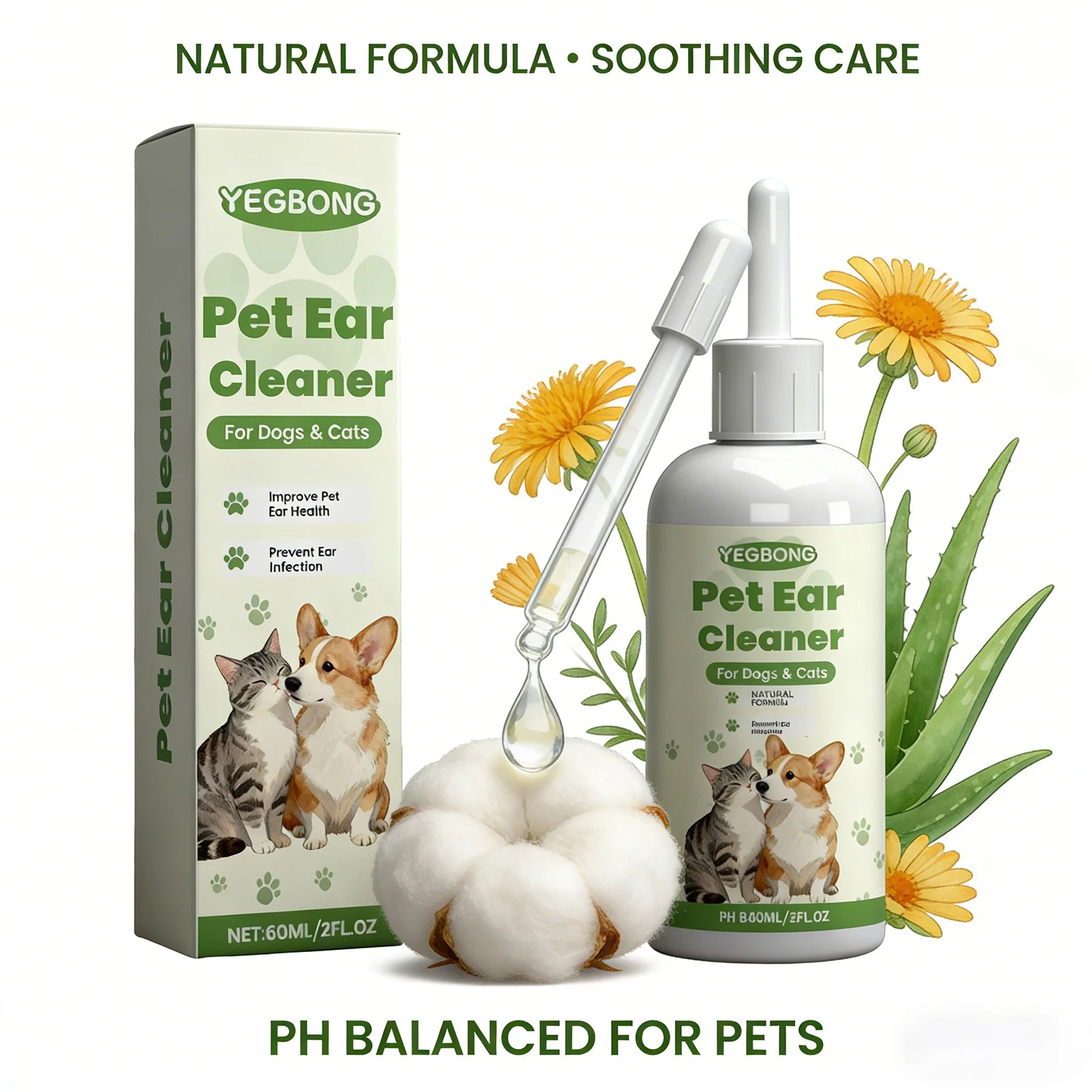 Pet Care Ear Drops Gently Cleaning Earwax Eliminating Odors Reducing Mite Infection Relieve Itching and Discomfort Pet Ear Fluid Qme