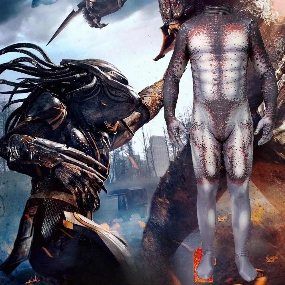 Mens Boys The Predator Cosplay Halloween Costumes Spandex Suit Bodysuit Jumpsuit Adults Kids Qme