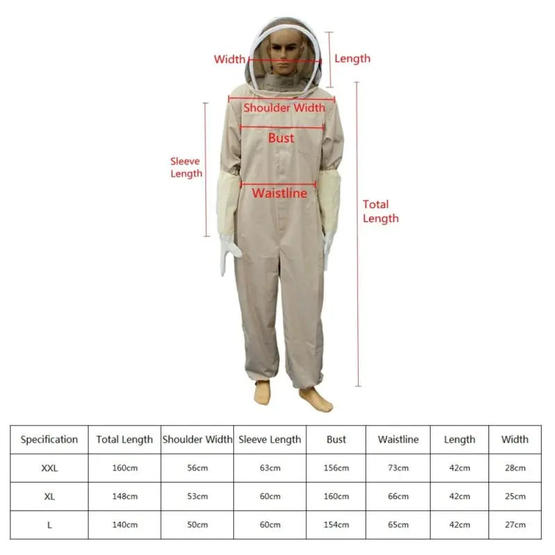 1Set Professional Ventilated Full Body Beekeeping Bee Keeping Suit With Gloves Qme