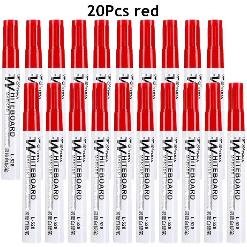 1/20/100Pcs Erasable Whiteboard Marker Pen Blackboard Marker for Classroom Glass Office School Stationery White Board Marker Qme 20Pcs Red