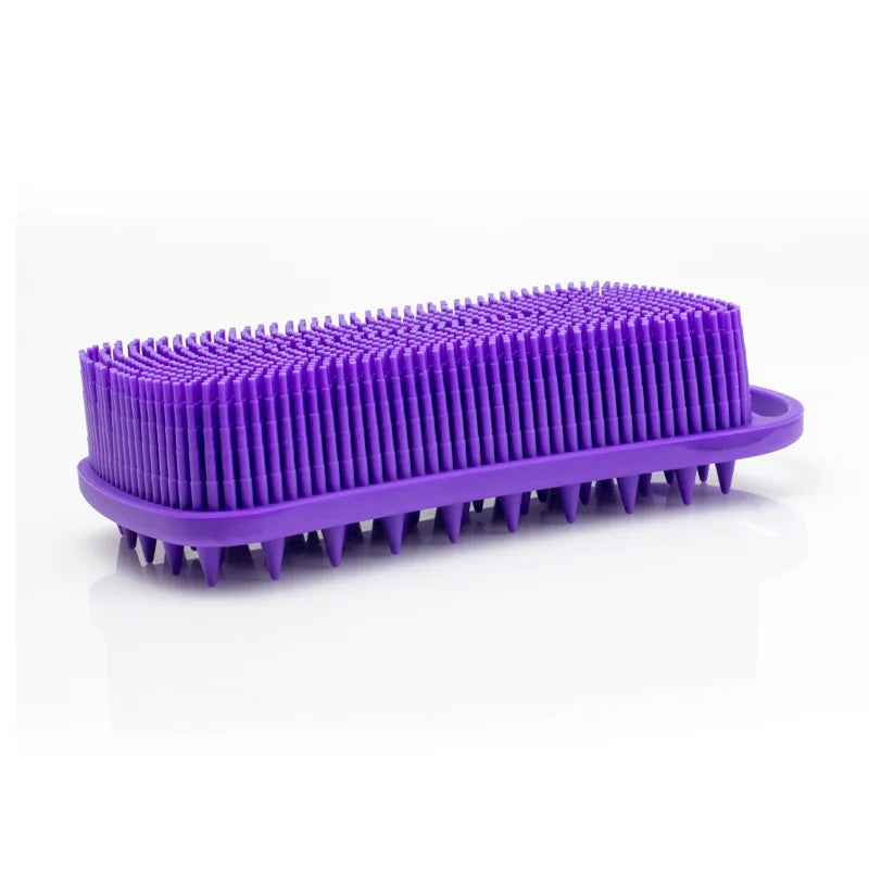 Double Sided Silicone Shower Brush 2 In 1 Exfoliating Body Brush Multi-Function Skin Cleaning Silicone Bath Brush Massage Brush Qme purple 1 pcs China Mainland