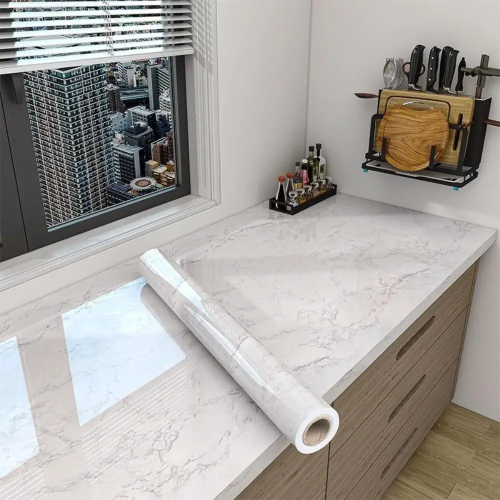 Self Adhesive Waterproof and Oil Resistant Wallpaper for Bathroom Kitchen Living Room PVC Wall Sticker Cabinet Wallpaper Qme