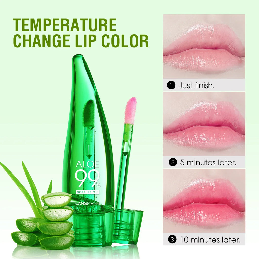 Natural Aloe Lipstick Lip Tint Long Lasting Waterproof Moisturizing Nourish Color Lip Gloss Changeable Color Lip Oil Lip Balm Qme 1PCS