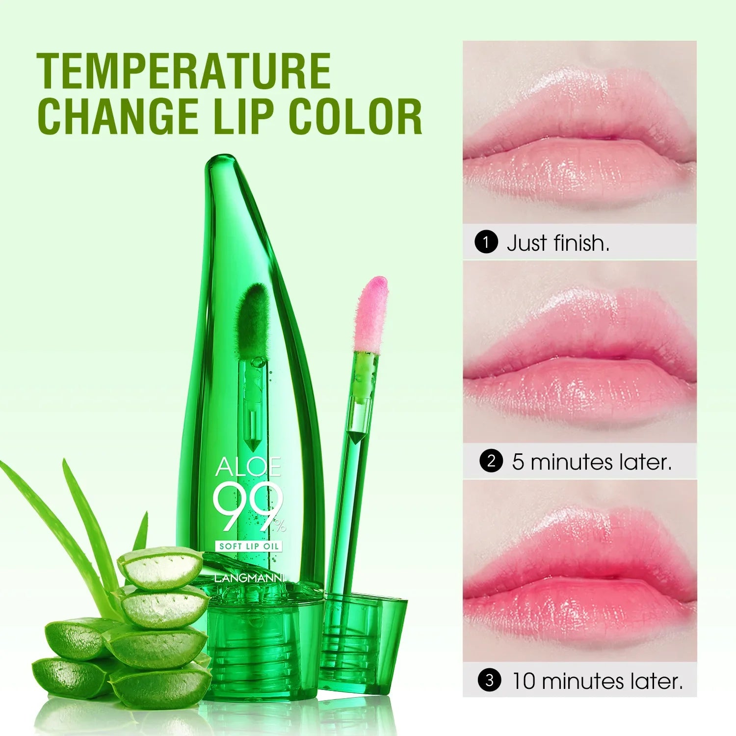 Natural Aloe Lipstick Lip Tint Long Lasting Waterproof Moisturizing Nourish Color Lip Gloss Changeable Color Lip Oil Lip Balm Qme 1PCS