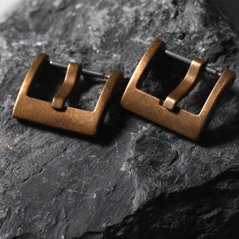High-end Bronze Buckle 18MM 20MM Vintage Leather Rubber Strap Buckle, Pure Bronze, Vintage Style Strap Buckle Accessories Qme