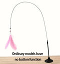 Cat Teaser Stick With Bell, Feather, Long Rod Suction Cup Qme 2pcs Pink