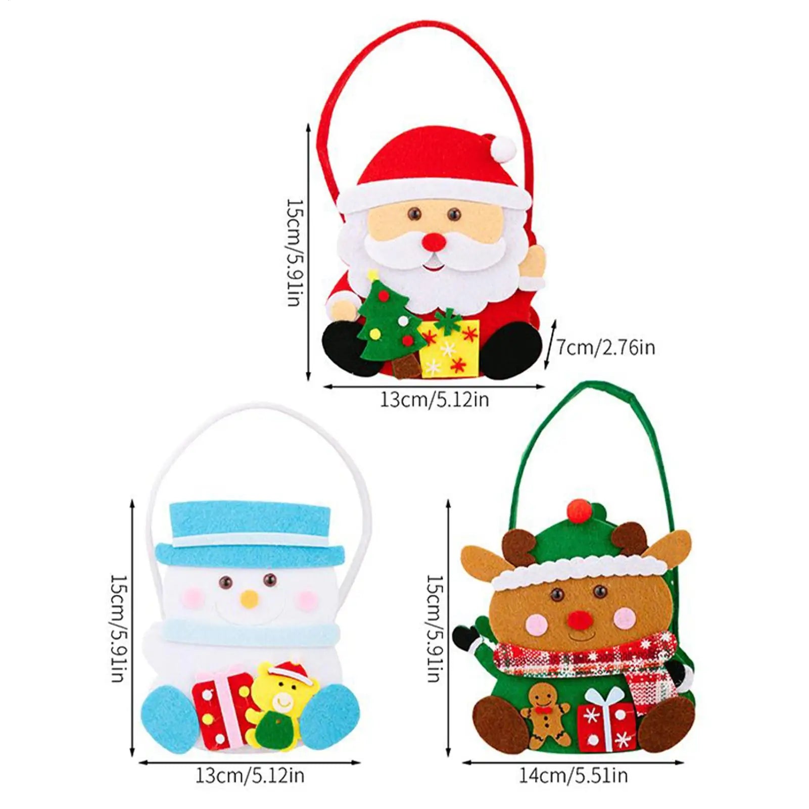 Christmas Supports Bags 3 Party Favor Handle Holiday-themed Fabric Qme