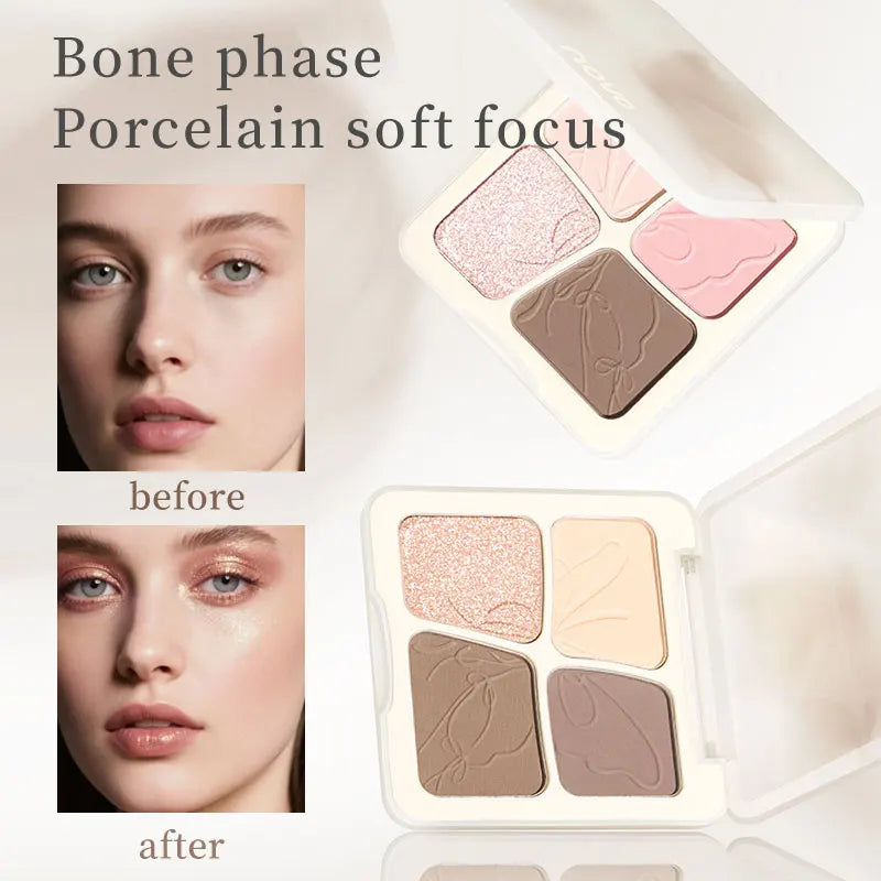 Contour Highlighter Palette, Long-Lasting And Durable, No Clumping, Easy To Mix, Natural And Soft Contours, Facial Shaping Qme