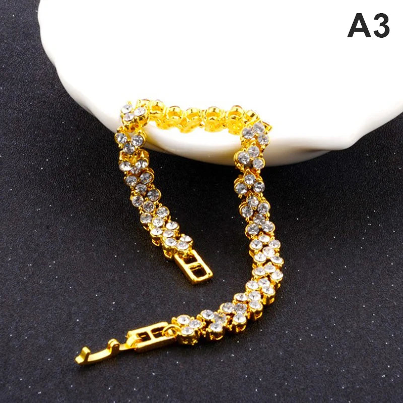 Fashionable Magnetic Gold Chain Crystal Bracelet Women Stylish Female Qme Gold