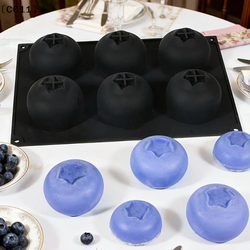 6 Cavity Blueberry Mousse Cake Baking Mold Fruit Shaped Dessert Qme