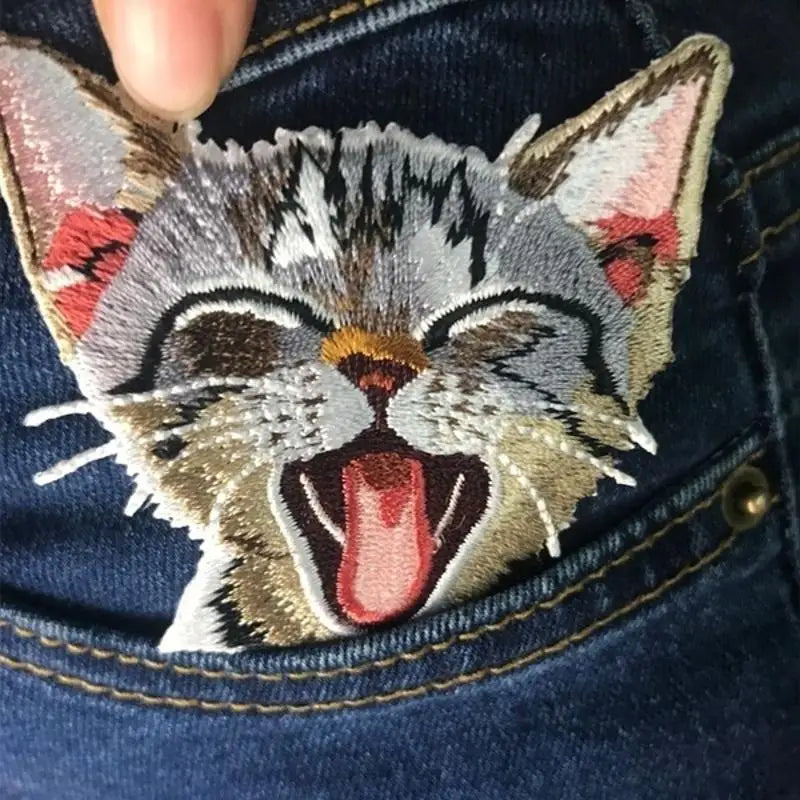 Cat Patches Clothing Iron Embroidered Patch Applique Accessories Qme