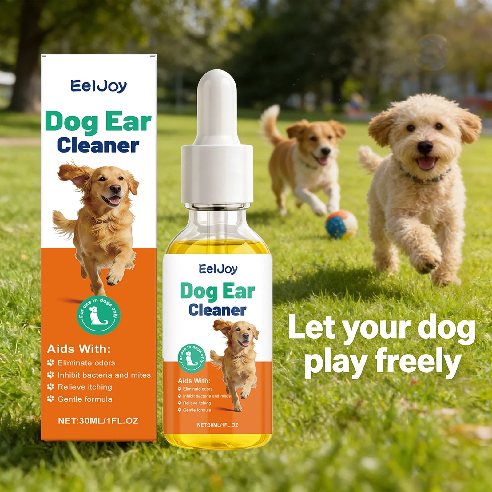 Dog Ear Cleaning Drops Removing Earwax Reduce Ear Mites Relieve Inflammation & Itching Eliminate Odors Freshing Pet Ear Cleaner Qme