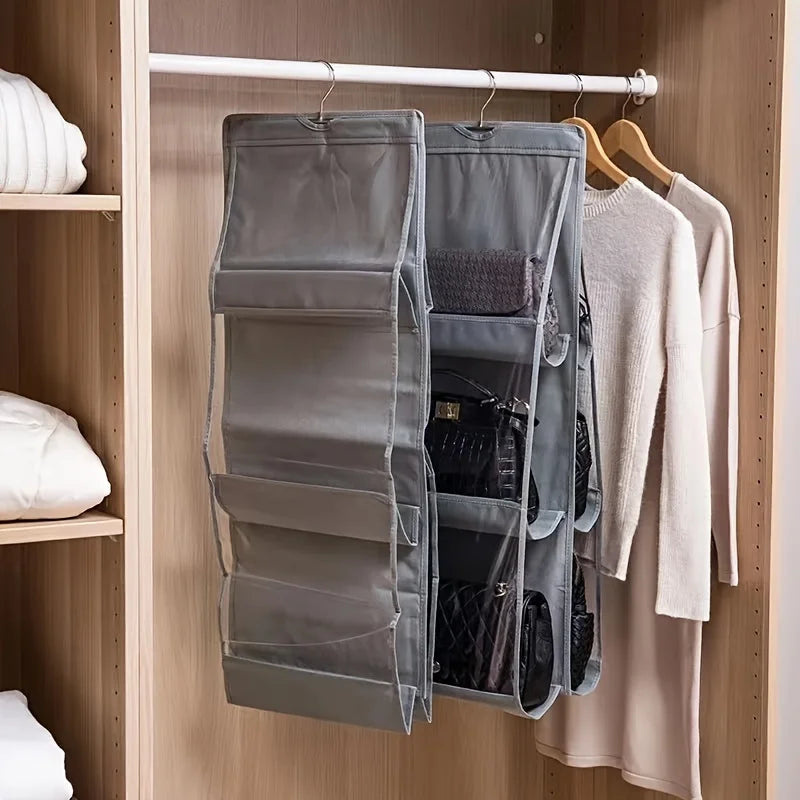 1 three-dimensional double-sided bag hanging bag, handbag storage and organizing bag, hanging multi-layer perspective dust-proof Qme