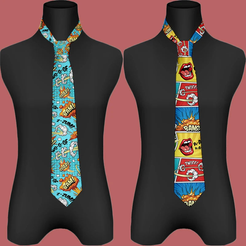 Trendy Players Street Art Tie Casual Fashion Funny Men's Wedding Qme