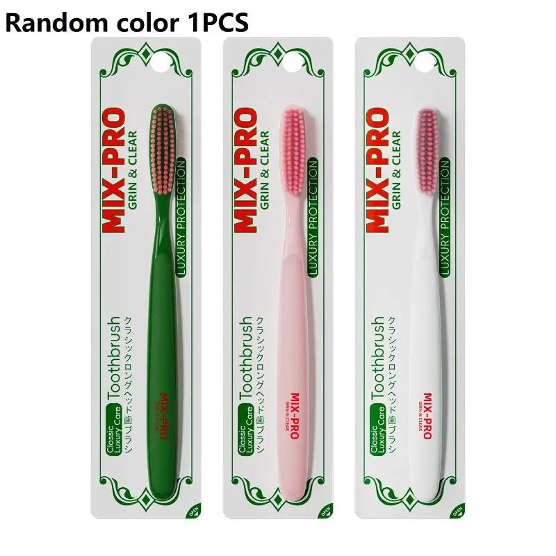 1 Long Headed Soft Bristled Adult Toothbrush Simple Household Qme random color 1PCS