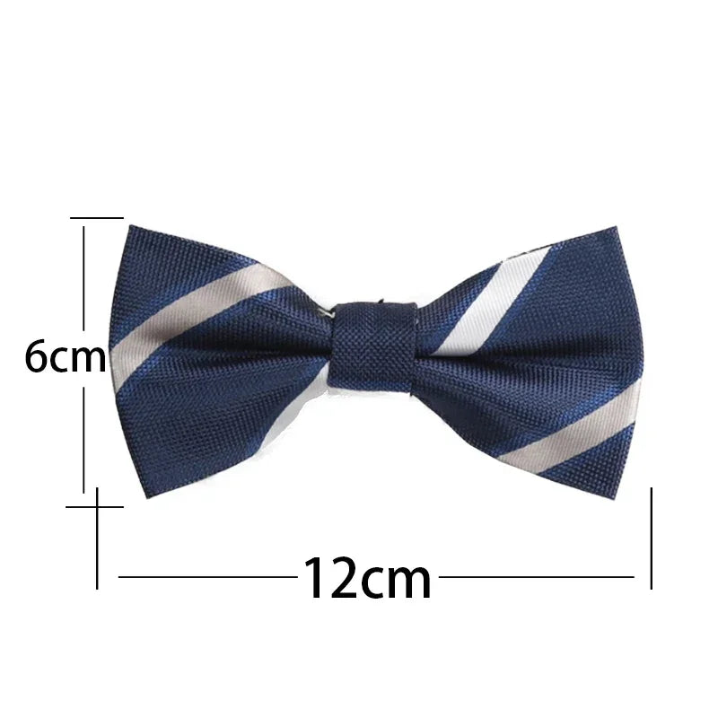 Classic Black Men Bow Ties Fashion Polyester Bowtie Woven Dot Checked Stripped Butterfly Wedding Dress Mens Formal Dog Butterfly Qme