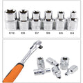 6Pcs/set Drive Socket 1/4 Hexagon Torx Star Female Bit E Socket Set E4 E5 E6 E7 E8 E10 Steel Hand Tool Accessories Qme Default Title