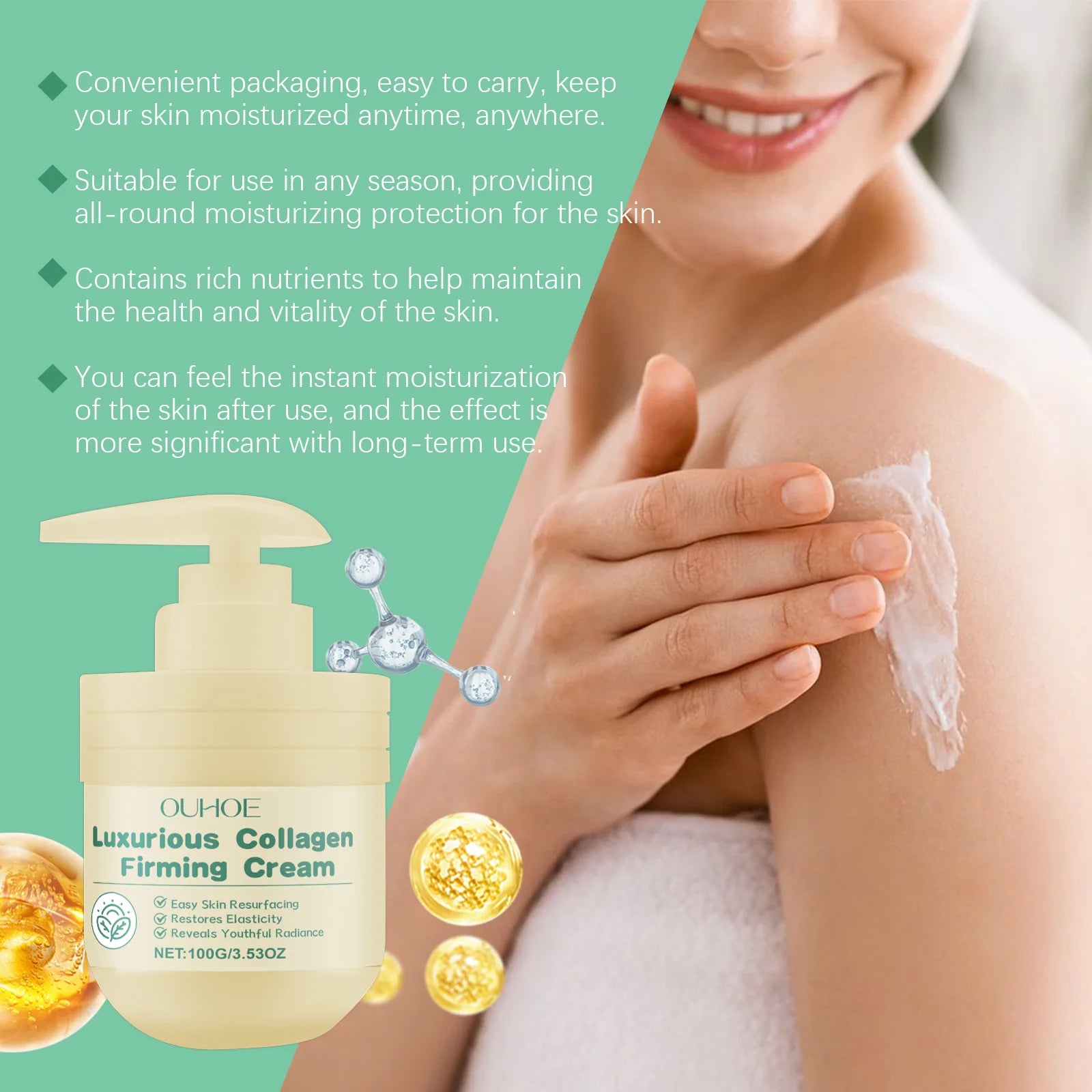 Collagen Firming Body Cream Lifting Firming Smoothing Wrinkle Lighten Dark Spots Even Skin Tone Moisturzing Tighten Body Lotion Qme