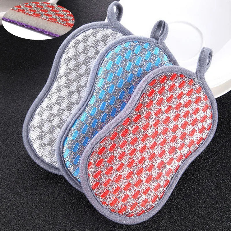 Kitchen Cleaning Sponge Double Sided Sponge Scrubber Sponges For Dishwashing Scouring Pad Dish Cloth Kitchen Cleaning Tools Qme