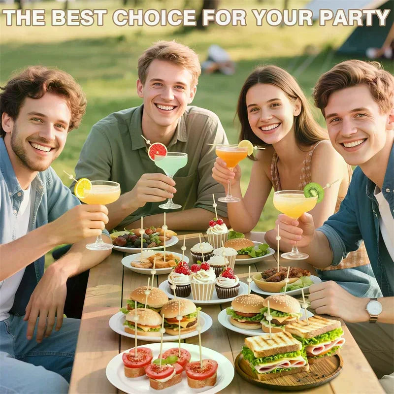 100Pcs Bamboo Fruit Fork Cocktail Prikker Skewers Disposable Fruit Fork Cocktail Prikkers Forks Food Picks Wedding Party Qme