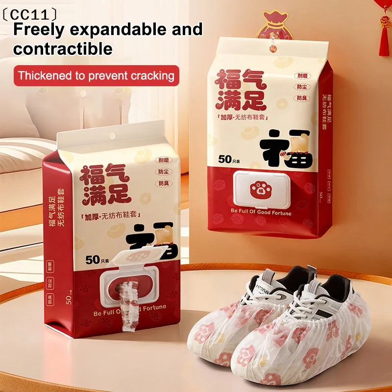 50 100 Disposable Thickened Cat Paw Shoe Covers Cleaning Hygiene Qme