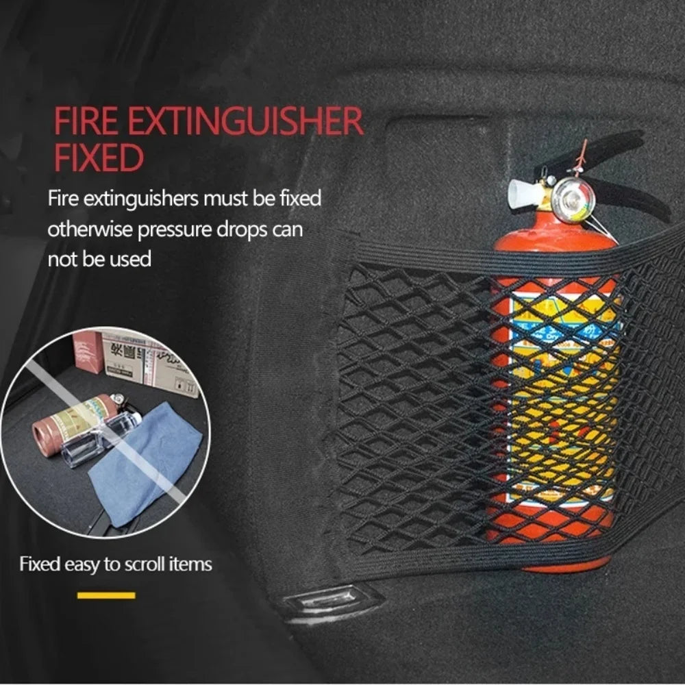 Doublelayered Mesh Bag Back Compartment Storage Universal Car Trunk Organizer Rear For Seat Net With Magic Tape Auto Interior Qme