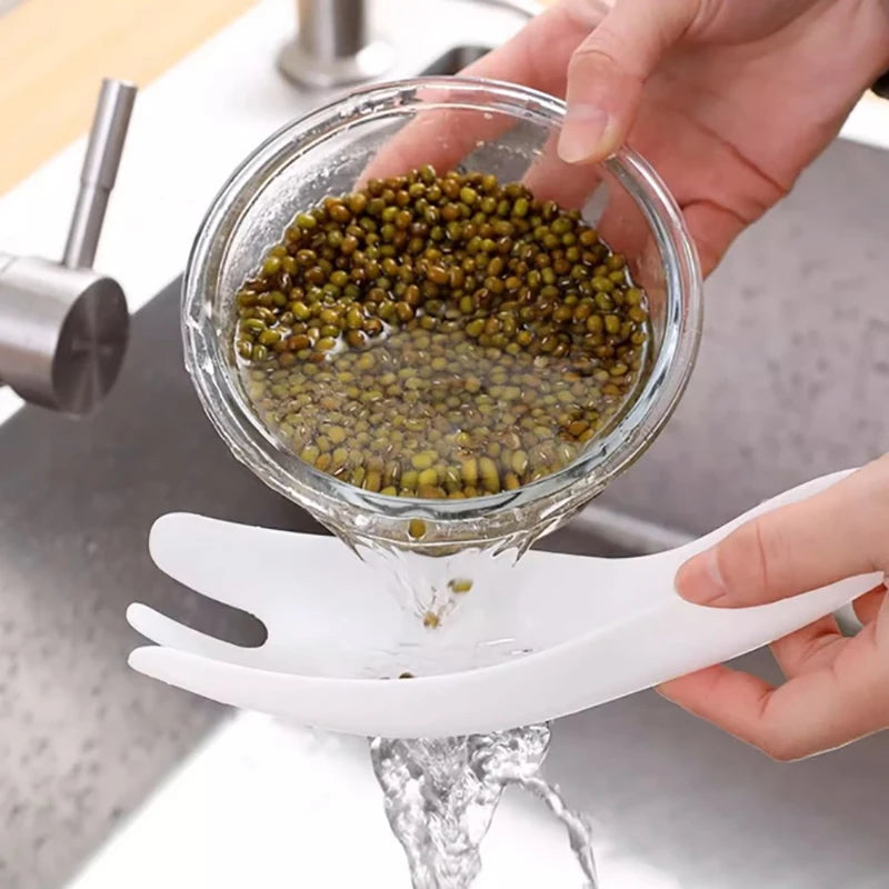 1Pc Rice Sieve Spoon Kitchen Drain Colander With Handles Rice Bowl Strainer White Rice Washing Tools Sink Drain Household Tools. Qme