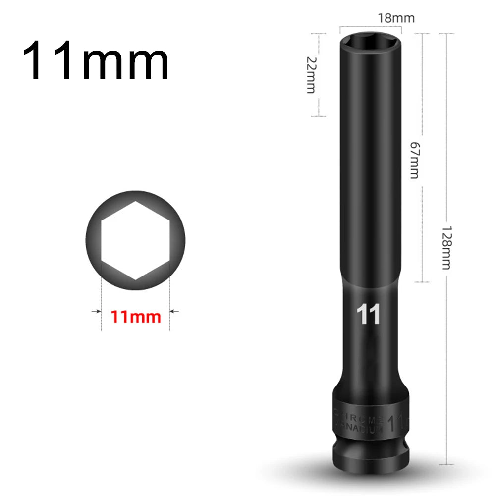 1/2 Drive Socket Wrench Hex Socket Head 8-24mm Adapter Spanner Converter Replacement Parts Tire Removal Tools Accessories Qme 11mm