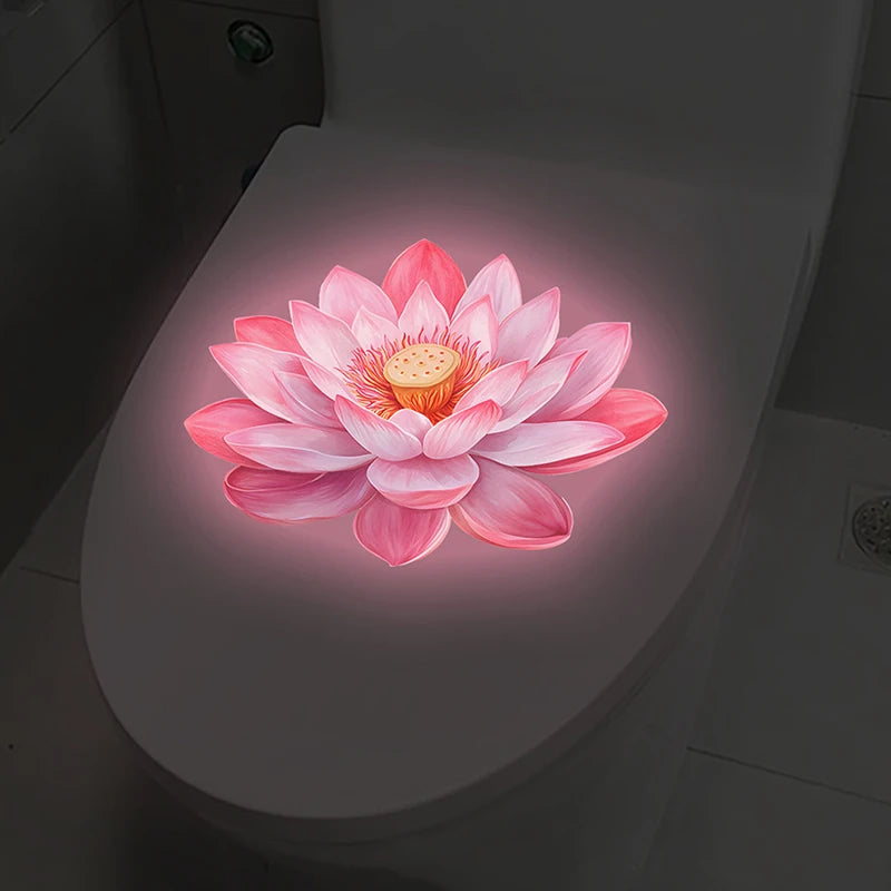 Glow-in-the-Dark Flower Toilet Sticker Luminous Toilet Decal Removable Self-Adhesive Home Decor Stickers For Bedroom Living Room Qme A10