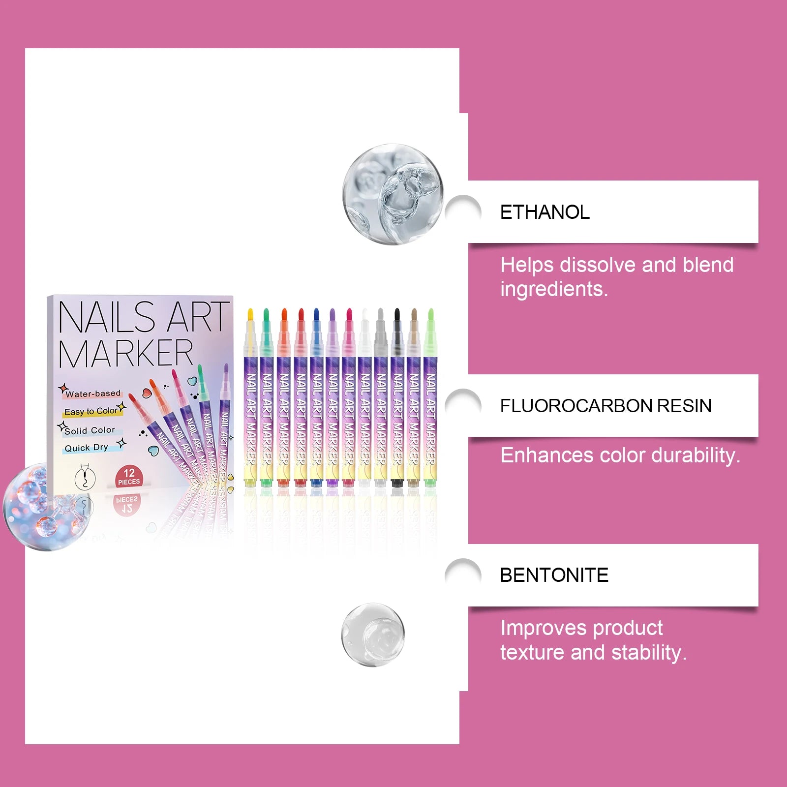12 Colors DIY Nail Art Graffiti Pen 3D Nail Doodle Pen Acrylic Paint Pens for Nail Art Drawing Painting Nail Point Dotting Liner Qme