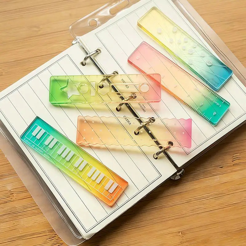 5 10 Colorful Iridescent Cartoon Palm Ruler Mini Straight Student Qme