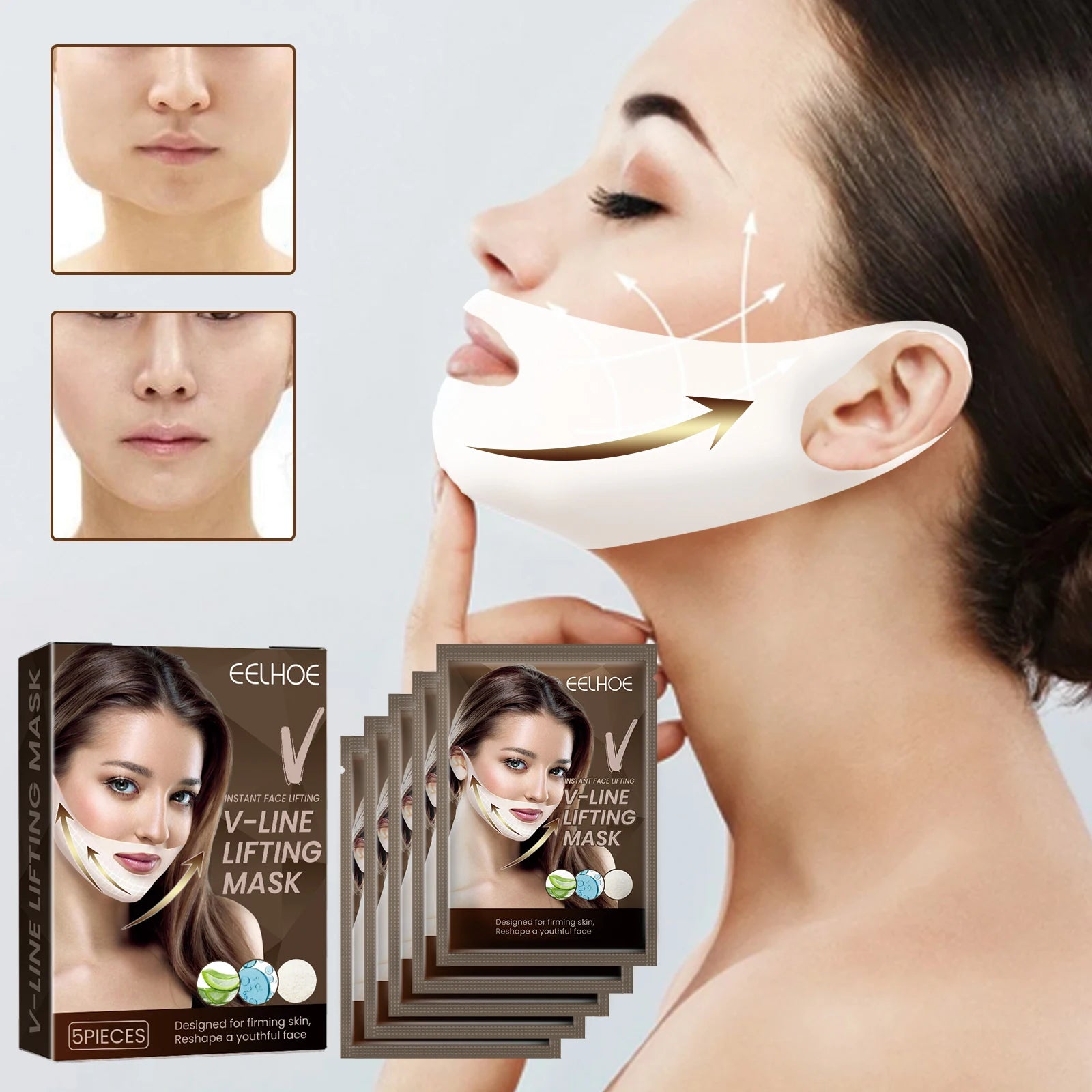 V-Shape Firming Face-lift Slimming Mask Removal Masseter Muscle Double Chin Face Fat Burning Anti-aging Beauty Products New Qme 1 box