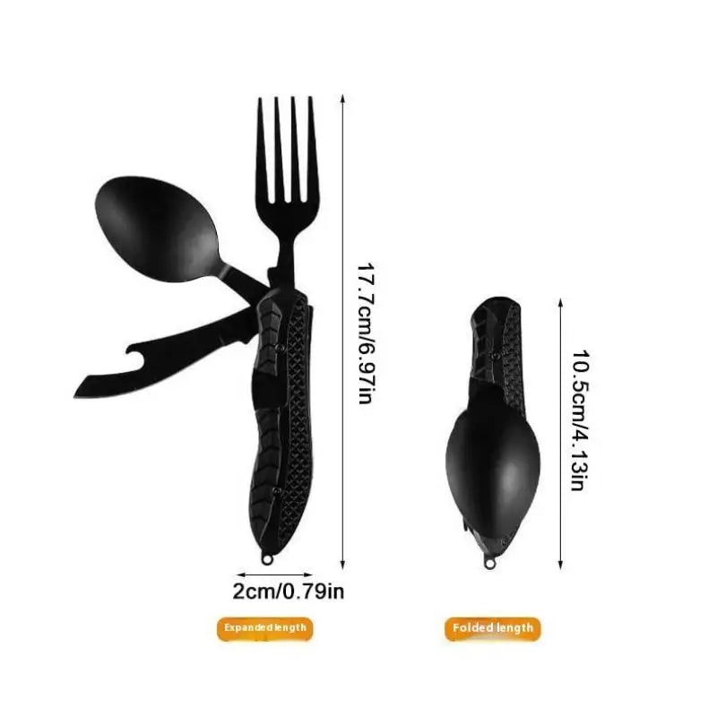 3-in-1 Stainless Steel Folding Spoon Fork Knife Bottle Opener Qme