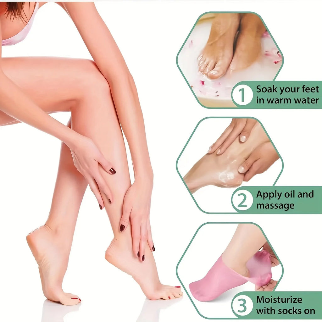 Moisturizing Silicone Gel Socks Dry Cracked Feet Nourishing Skin Qme