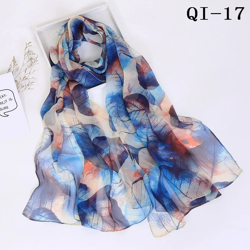 Painting Lotus Beach Sun Protection Chiffon Georgette Scarf Women