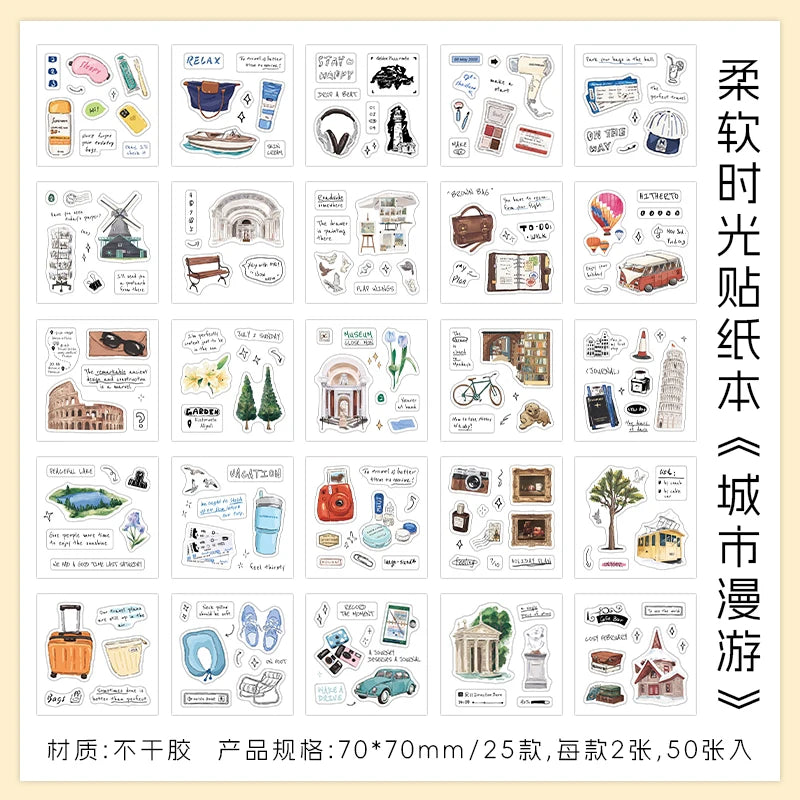 50 pcs Ins Magazine Sticker Book Washi Paper Journal Stickers Material DIY Decoration Memo Pad Scrapbooking Supplies Stationery Qme A