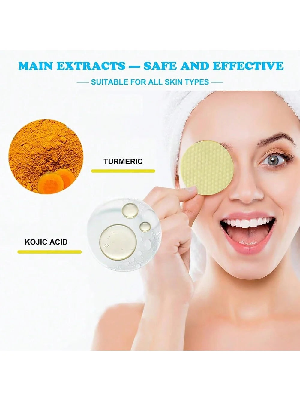 GZE Kojic Acid & Turmeric Cleansing Pads Exfoliating Brightens Glow Energizes Skin Enhance Skin Deep Cleansing Makeup Remover Qme