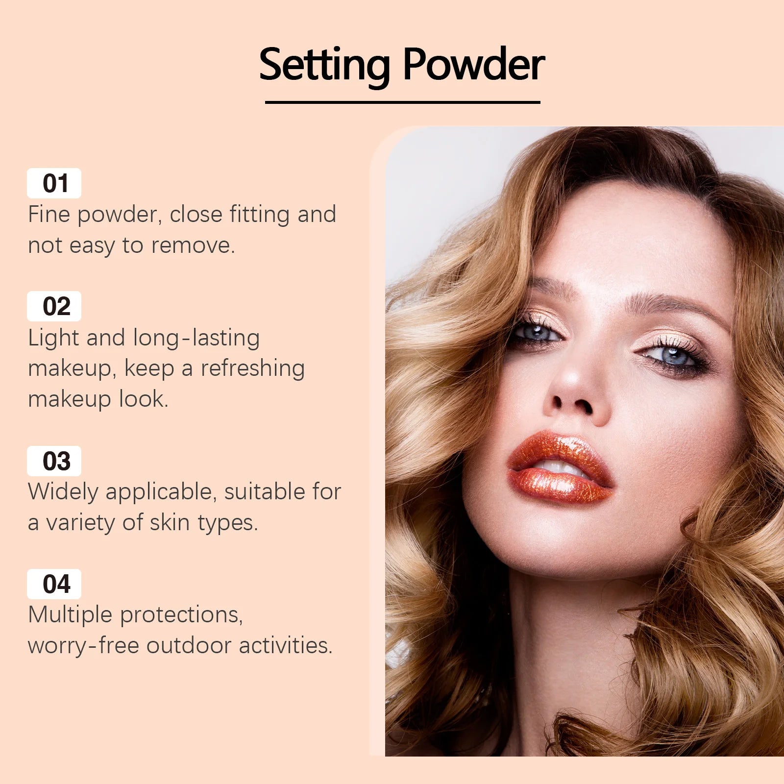 Sunscreen Loose Powder SPF35+ Oil Control Covering Pore Matte Sunblock Waterproof Full Coverage Lasting Makeup Setting Powder Qme