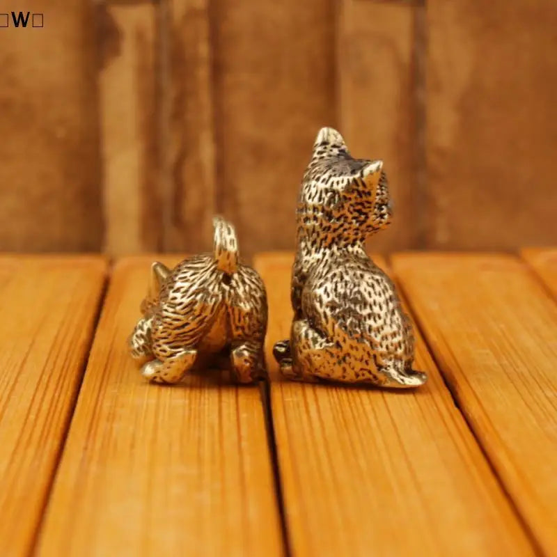 Vintage Brass Cat Ornaments Office Desktop Decoration Ornaments Cat Tea Pets Metal Cat Ornaments Handicrafts HomeDecor Wholesale Qme