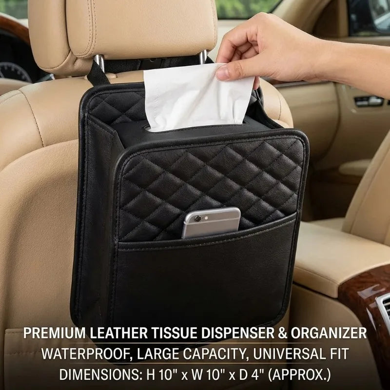 Multifunctional Leather Storage Bag Car Seat Garbage Suitable Most Qme