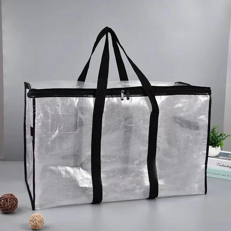 Transparent Large Capacity Woven Closet Sort Waterproof Double Zipper Qme