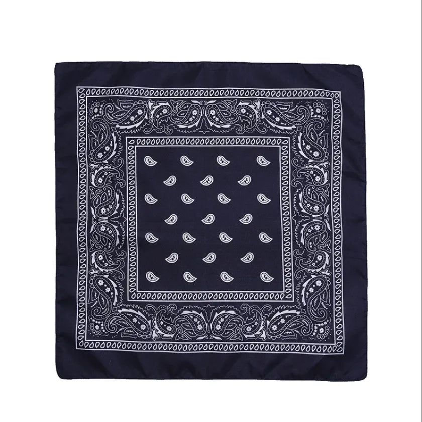Fashion Hip Hop Bandana Kerchief Unisex Black Hair Band Neck Scarf Qme DEEP BLUE 55CM-55CM