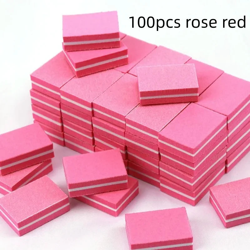 10 50 Mix Double-sided Mini Nail File Blocks Colorful Sponge Polish