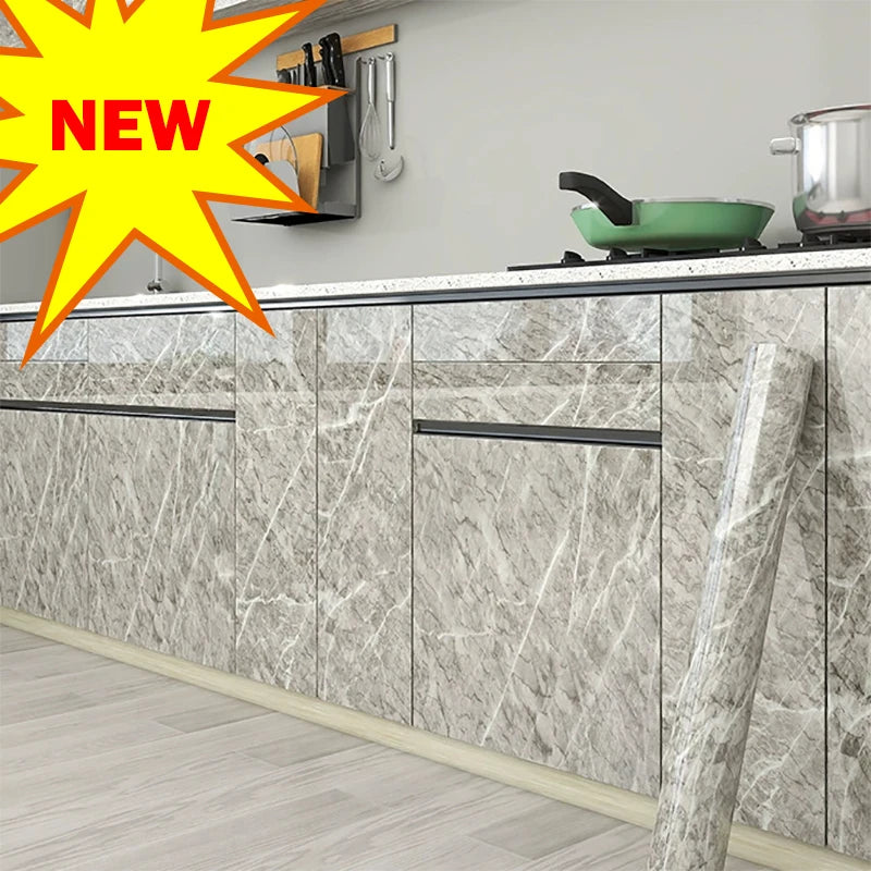 Decorative Waterproof Moisture-Proof Oil Resistant Self-Adhesive Wallpaper Ceramic Tile Wall Sticker 40cm Marble Countertop Qme 4 40cmX1m