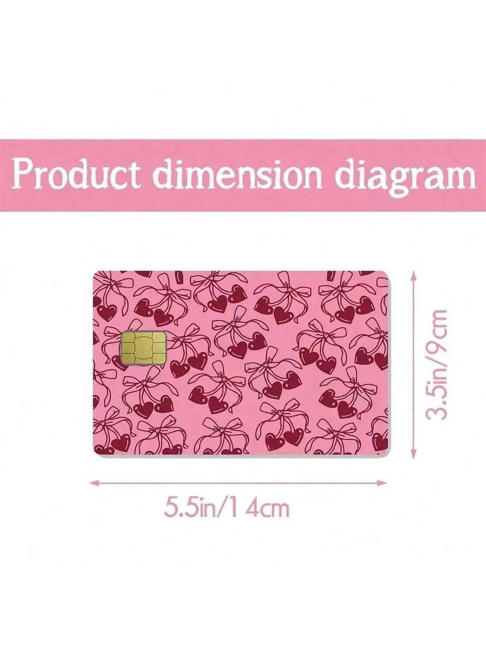 Cherry Bow Small Chip Credit Card Stickers Slim Waterproof Qme
