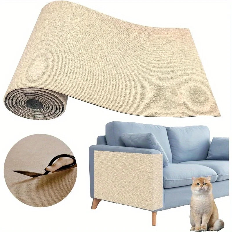 Trimmable self-adhesive cat scratch pad carpet, used for furniture, sofa or wall protection, cat scratch column replacement pad Qme YELLOW