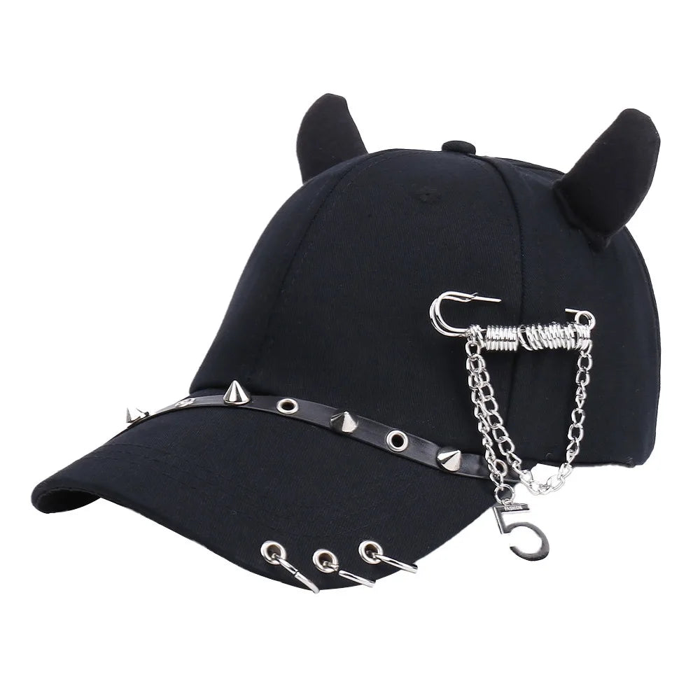 Fashion Hiphop Cat Ear Baseball Cap Rivet Pin Peaked Spicy Girls Qme Style 1