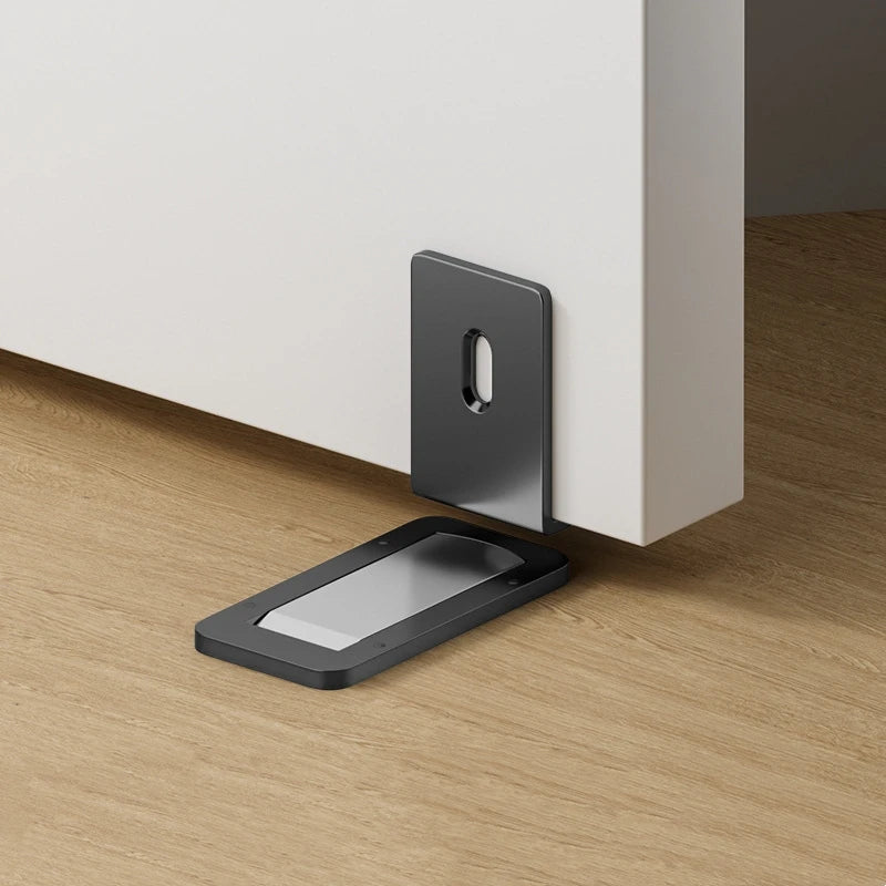 New Invisible Magnetic Door Stopper Aluminum Alloy Self Adhesive Anti-collision Door Draft Stopper Home Windproof Door Blocker Qme grey
